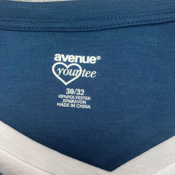 Avenue Your Tee Womens sz 30/32- 3/4 Sleeve Blue White T Shirt MSRP: $35 - Picture 3 of 15